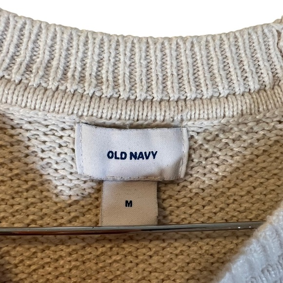 Old Navy Cream Sweater Medium Chunky Knit Long Sleeve Pullover Neutral Plain Top - Picture 4 of 4
